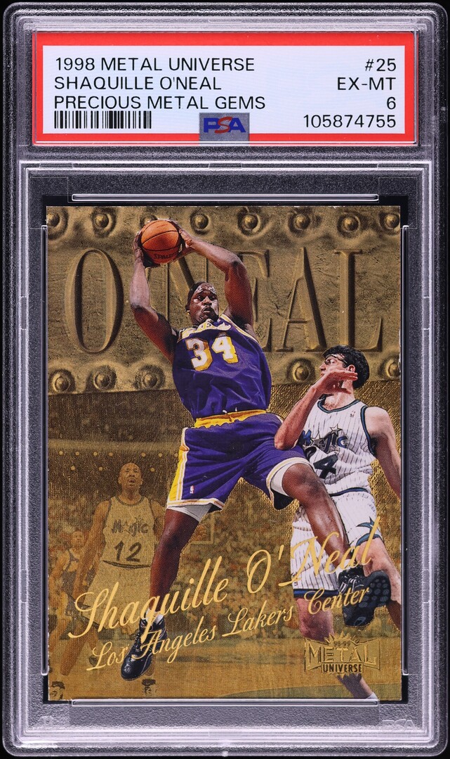 1998 Metal Universe Precious Metal Gems PMG Shaquille O'Neal /50 #25 PSA 6 EXMT