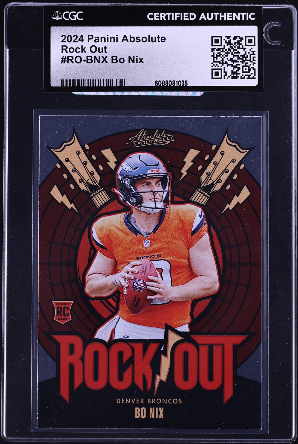 2024 Absolute Rock Out Bo Nix ROOKIE #RO-BNX CGC AUTH