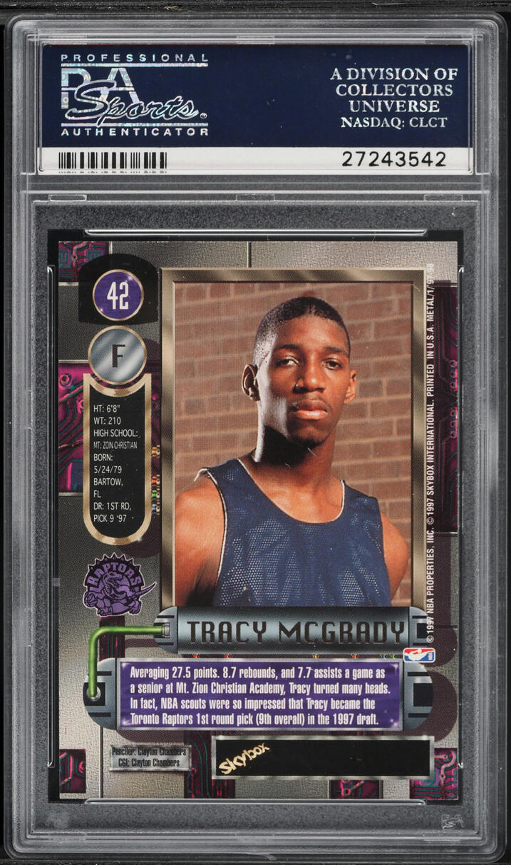 1997 Metal Universe Tracy McGrady ROOKIE #42 PSA 10 GEM MINT