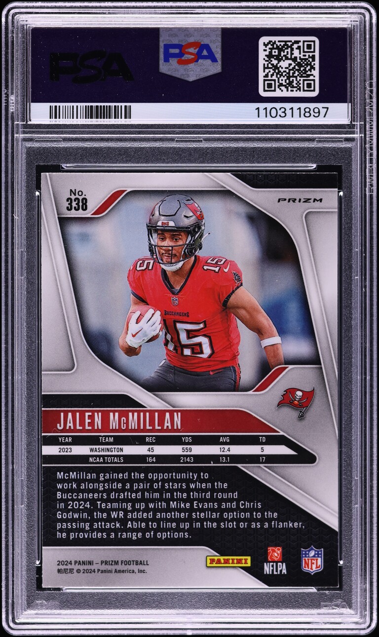 2024 Panini Prizm Silver Jalen McMillan ROOKIE #338 PSA 9 MINT