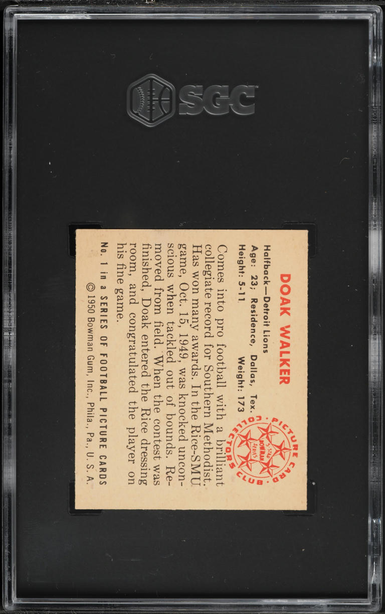1950 Bowman Football Doak Walker #1 SGC 6 EXMT