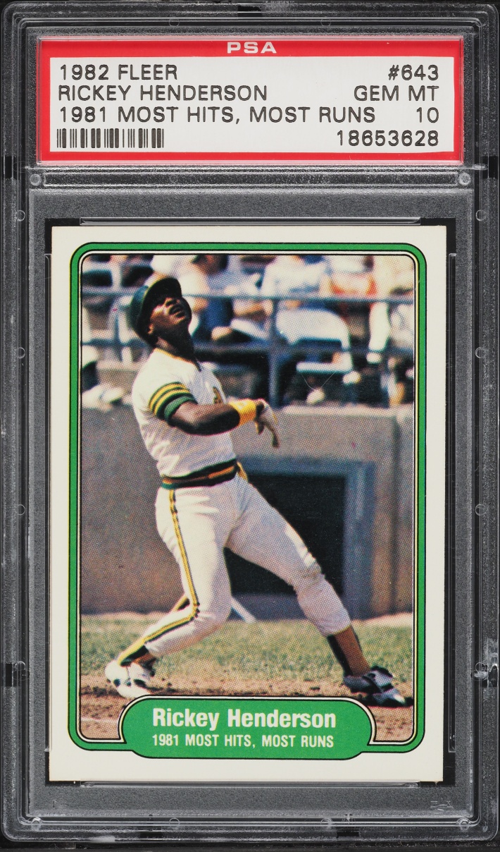1982 Fleer Rickey Henderson '81 MOST HITS MOST RUNS #643 PSA 10 GEM MINT