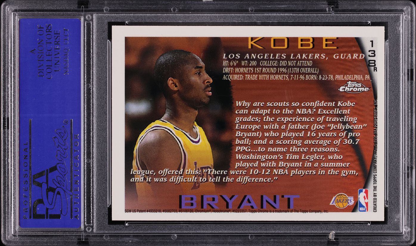 1996 Topps Chrome Refractor Kobe Bryant ROOKIE #138 PSA 9 MINT