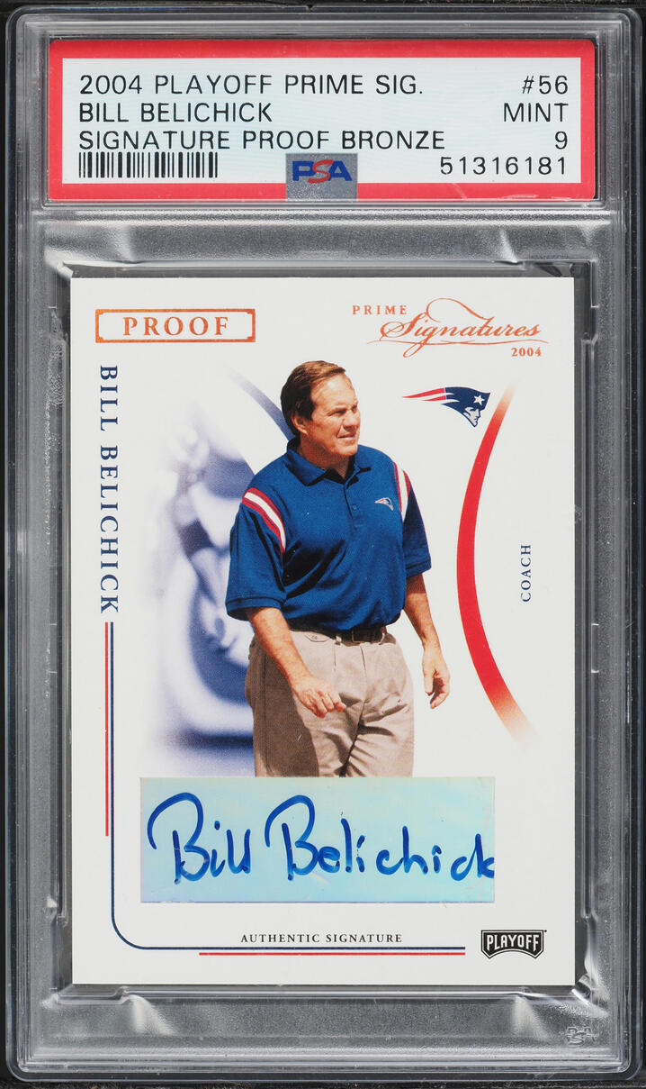 2004 Playoff Prime Signatures Proof Bronze Bill Belichick AUTO /125 #56 PSA 9 MINT