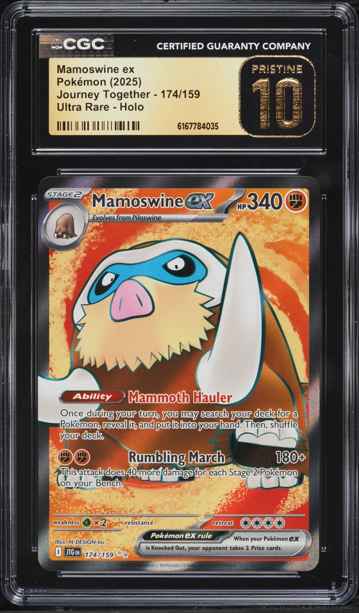 2025 Pokemon Scarlet & Violet Journey Together Full Art Mamoswine Ex #174 CGC 10 PRISTINE
