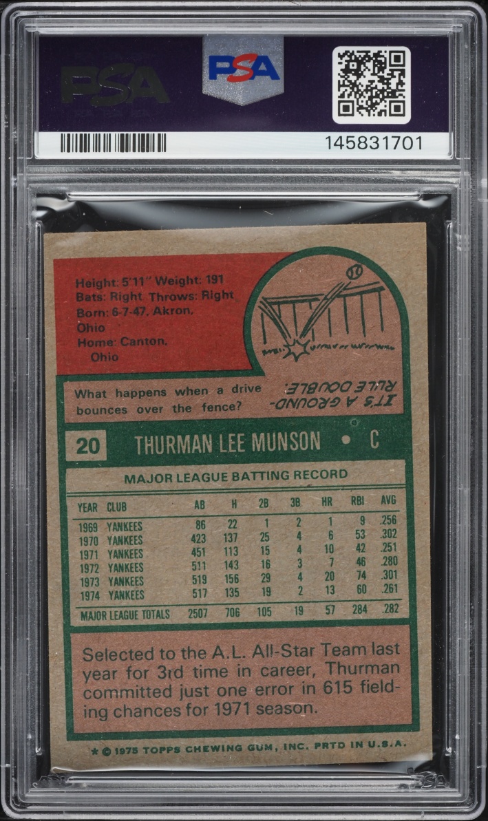1975 Topps Thurman Munson #20 PSA 4 VGEX