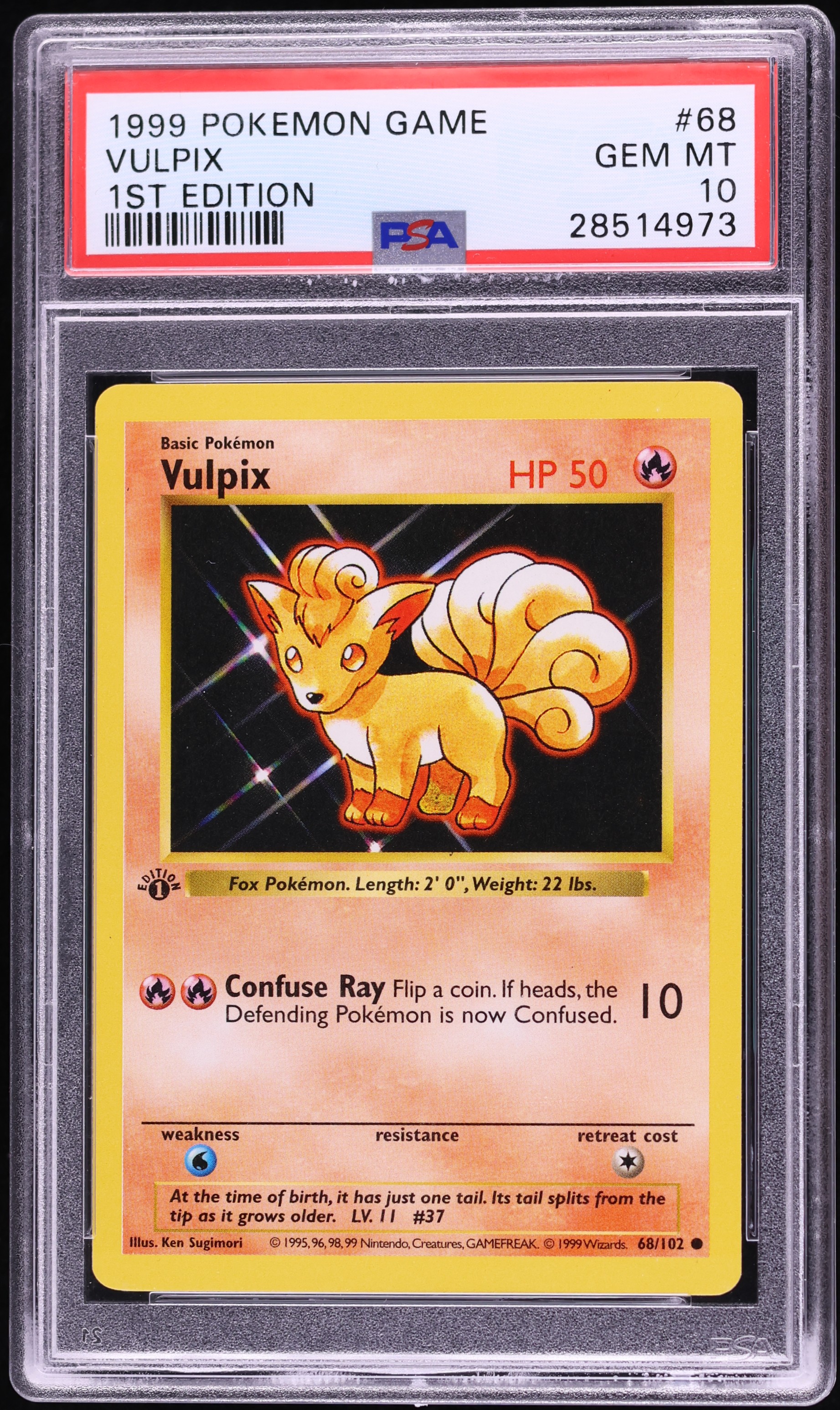 1999 Pokemon Base Set Shadowless 1st Edition Vulpix #68 PSA 10 GEM MINT