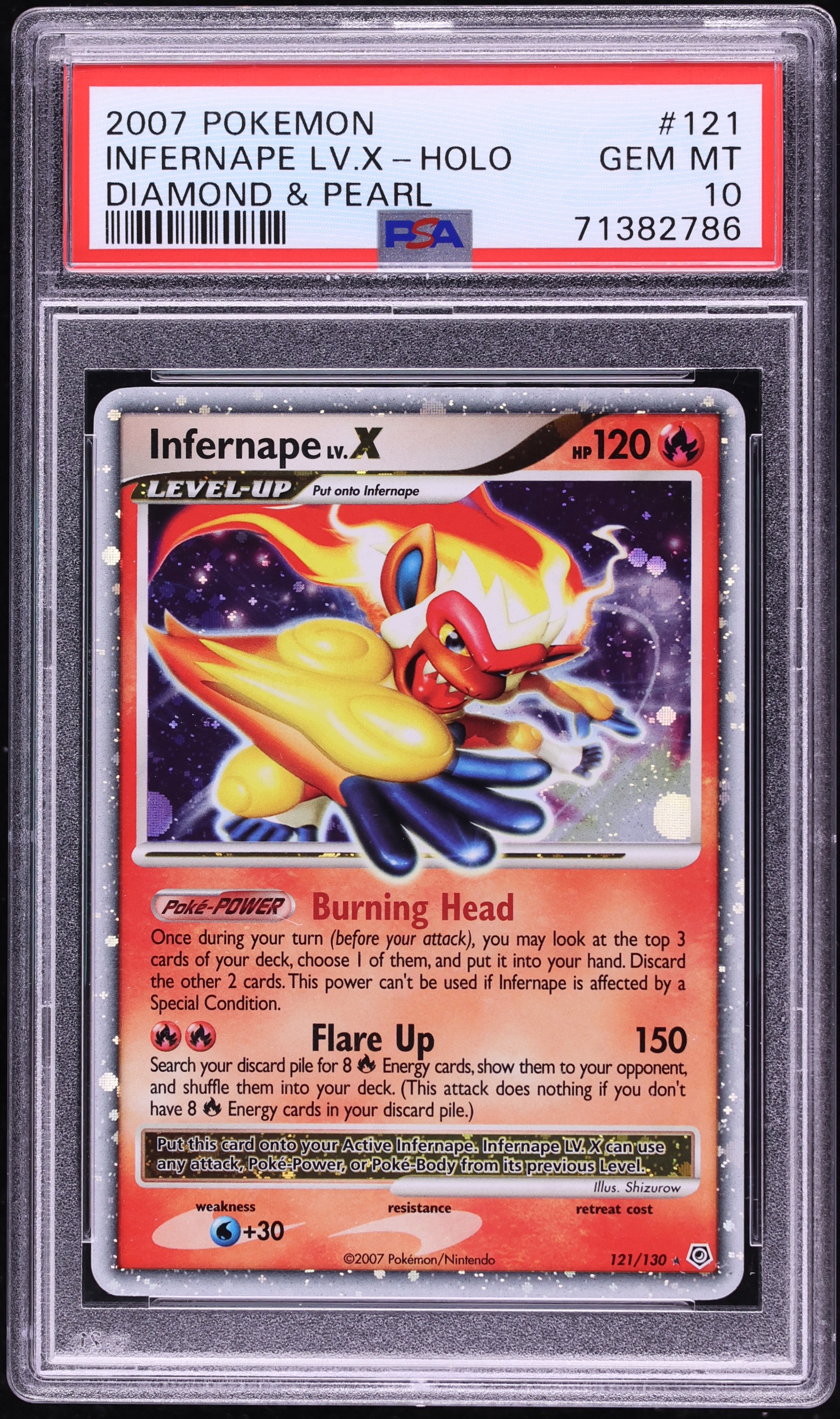2007 Pokemon Diamond & Pearl Holo Infernape Lv.X #121 PSA 10 GEM MINT