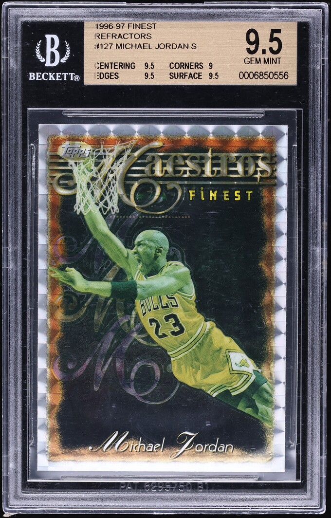 1996 Finest Refractor w/ Coating Michael Jordan #127 BGS 9.5 GEM MINT