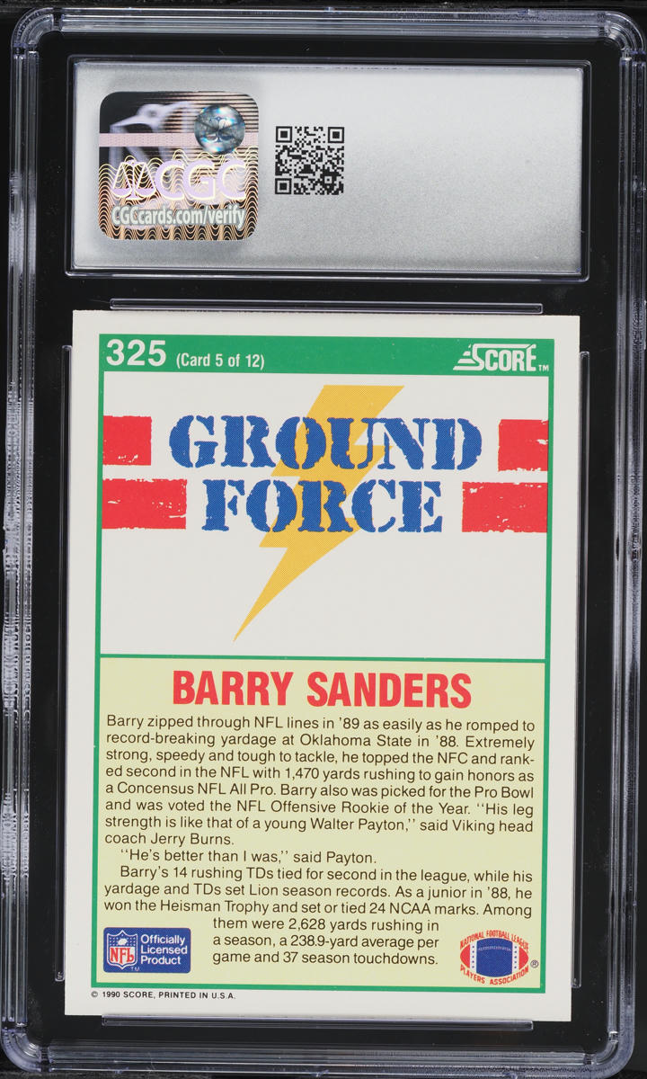 1990 Score Ground Force Barry Sanders #325 CGC 8 NM-MT