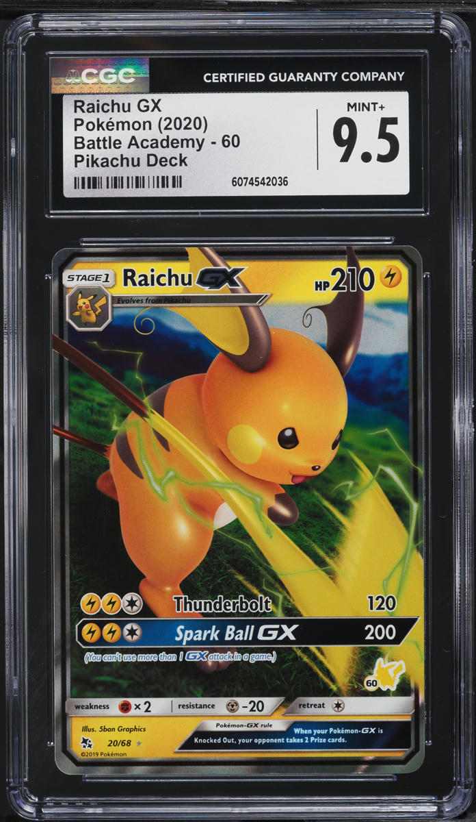 2020 Pokemon Sword & Shield Battle Academy Raichu GX #60 CGC 9.5 MINT+
