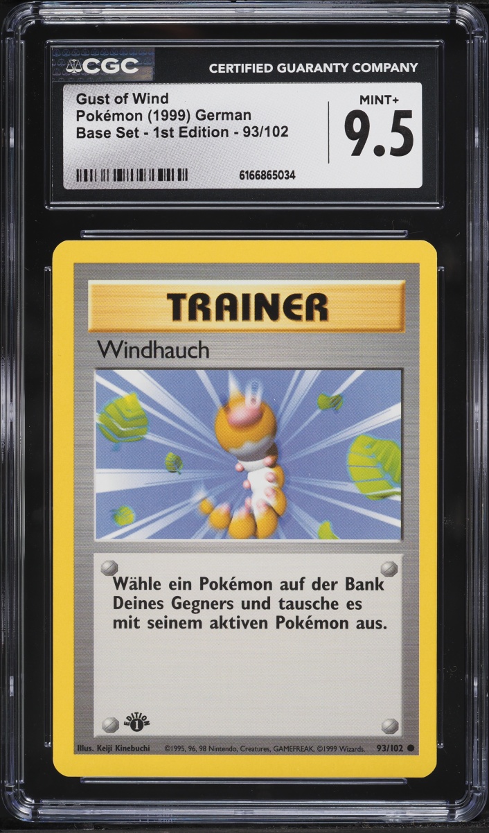 1999 Pokemon German Base Set 1st Edition Gust Of Wind #93 CGC 9.5 MINT+