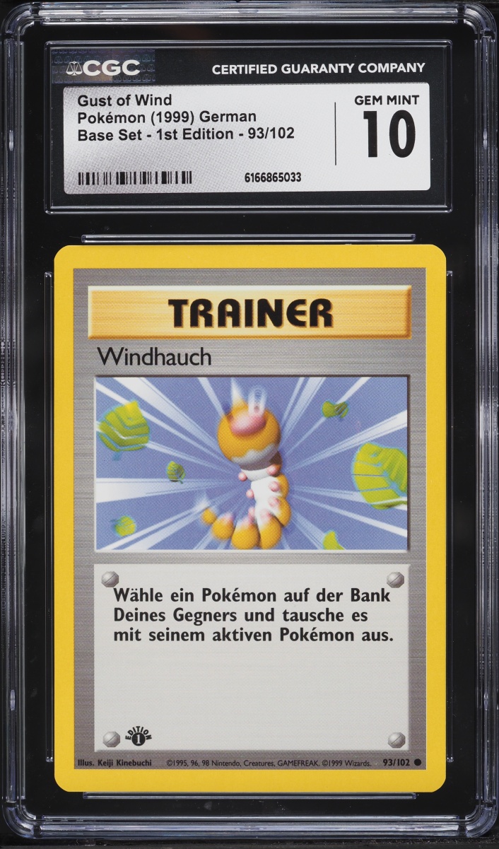 1999 Pokemon German Base Set 1st Edition Gust Of Wind #93 CGC 10 GEM MINT
