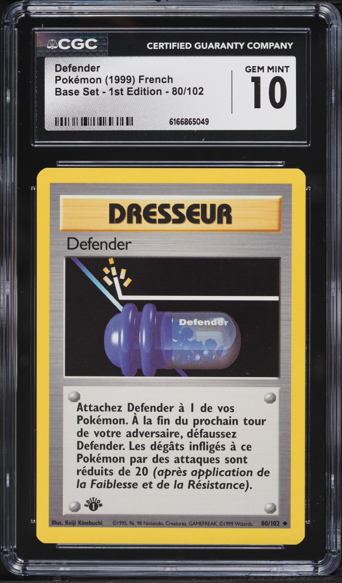 1999 Pokemon French Base Set 1st Edition Defender #80 CGC 10 GEM MINT
