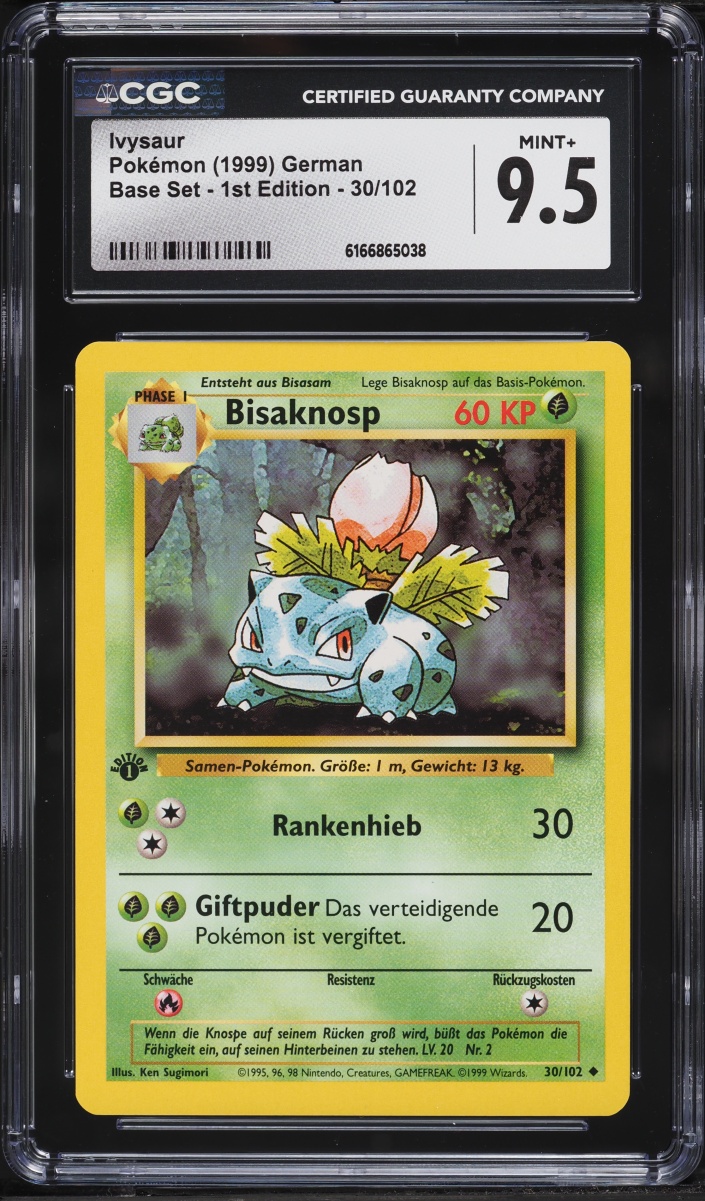 1999 Pokemon German Base Set 1st Edition Ivysaur #30 CGC 9.5 MINT+