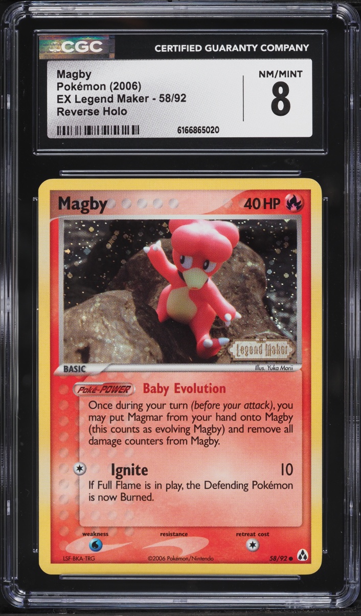 2006 Pokemon EX Legend Maker Reverse Holo Magby #58 CGC 8 NM-MT