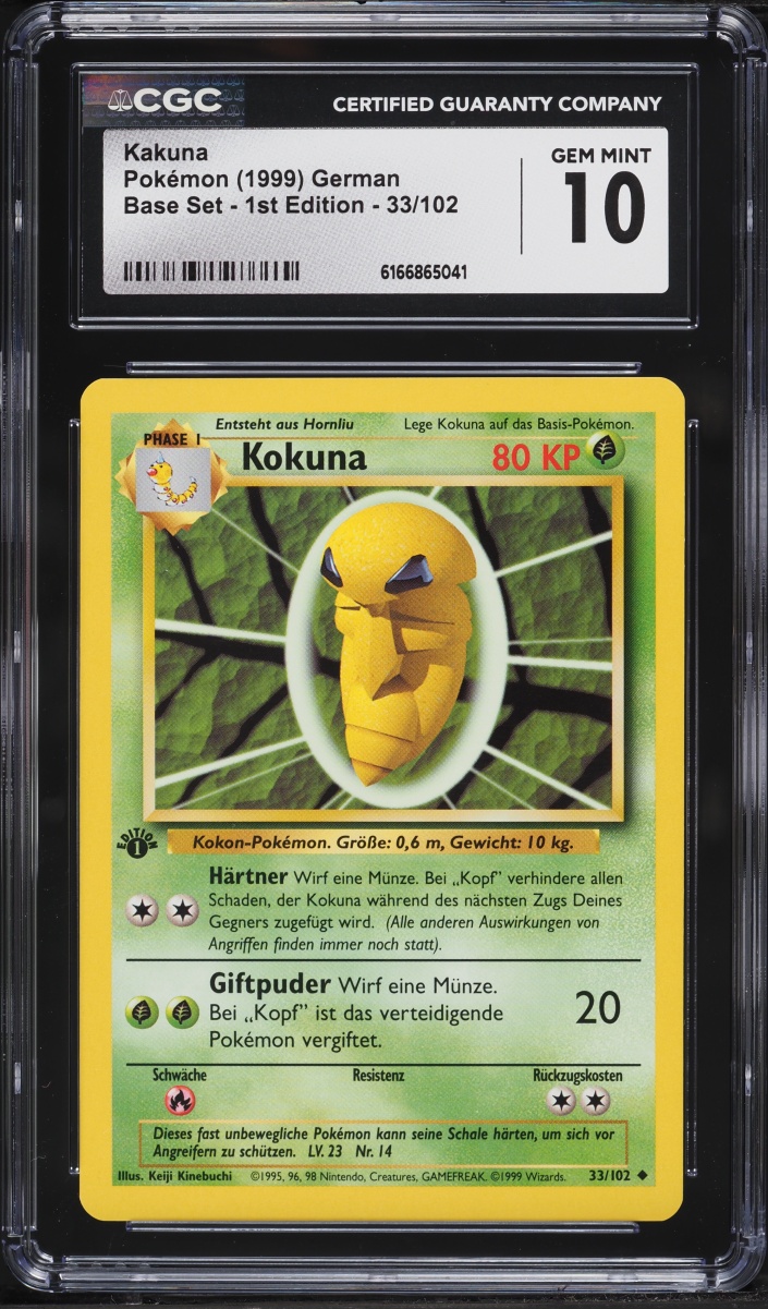 1999 Pokemon German Base Set 1st Edition Kakuna #33 CGC 10 GEM MINT