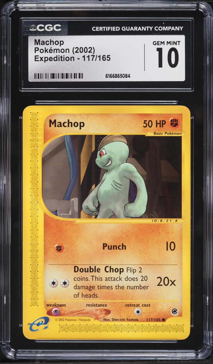 2002 Pokemon Expedition Base Set Machop #117 CGC 10 GEM MINT