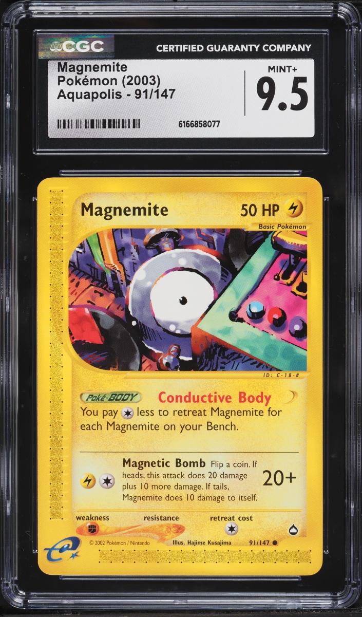2003 Pokemon Aquapolis Magnemite #91 CGC 9.5 MINT+
