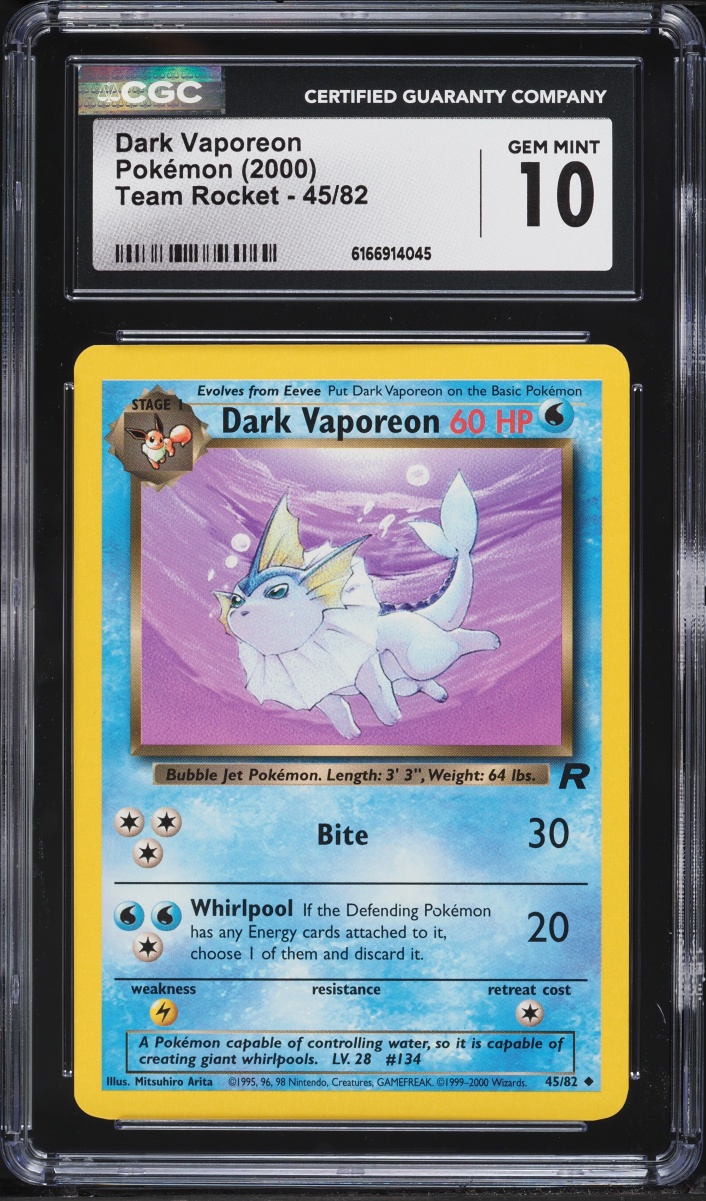 2000 Pokemon Team Rocket Dark Vaporeon #45 CGC 10 GEM MINT