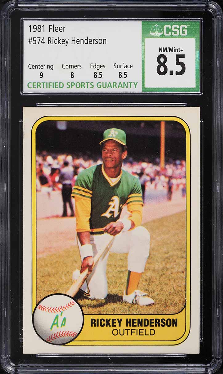 1981 Fleer Rickey Henderson #574 CSG 8.5 NM-MT+