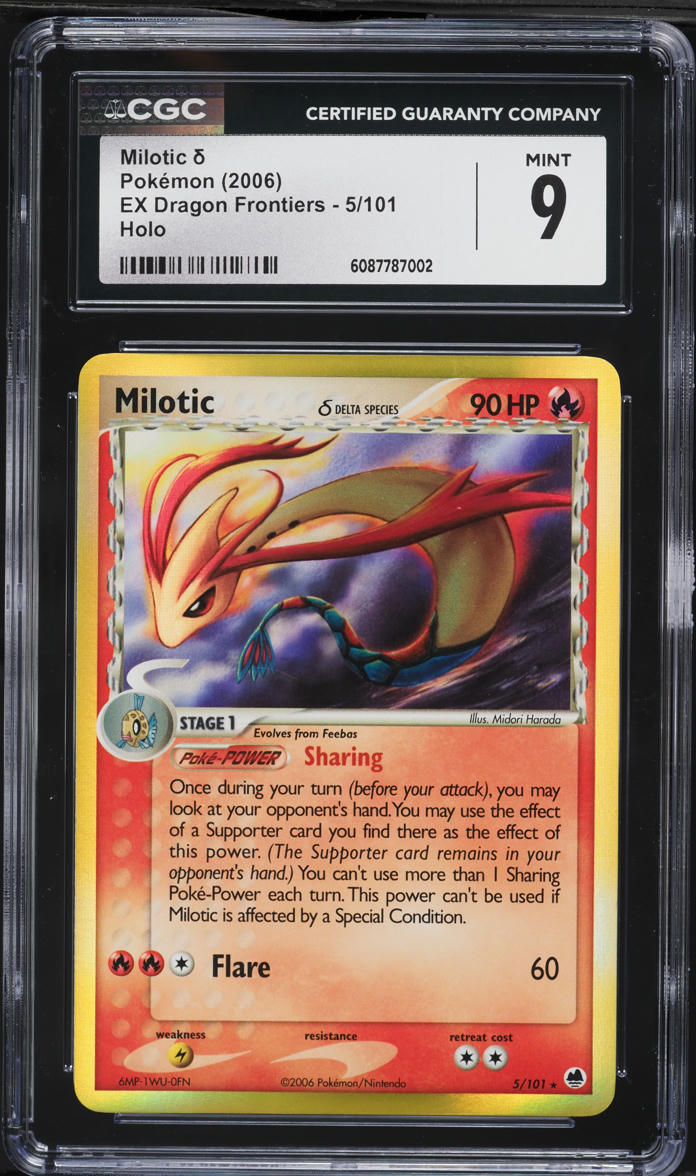 2006 Pokemon EX Dragon Frontiers Holo Milotic #5 CGC 9 MINT