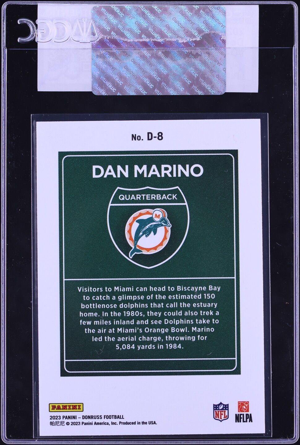 2023 Donruss Downtown Dan Marino #D-8 CGC AUTH
