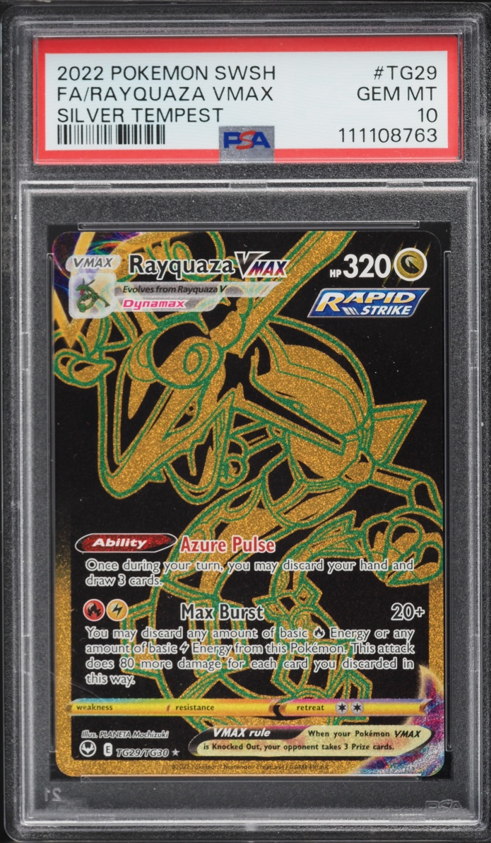 2022 Pokemon Sword & Shield Silver Tempest Full Art Rayquaza VMAX #TG29 PSA 10 GEM MINT