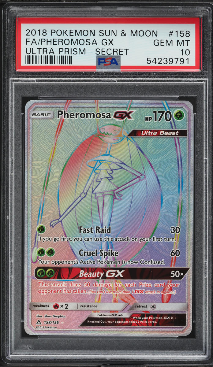2018 Pokemon Sun & Moon Ultra Prism Hyper Rare Pheromosa GX #158 PSA 10 GEM MINT - Main Image