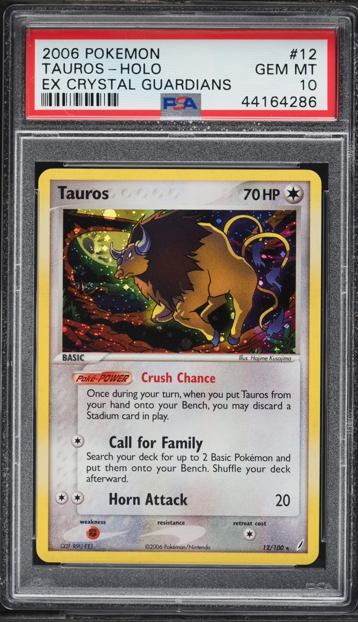 2006 Pokemon EX Crystal Guardians Holo Tauros #12 PSA 10 GEM MINT