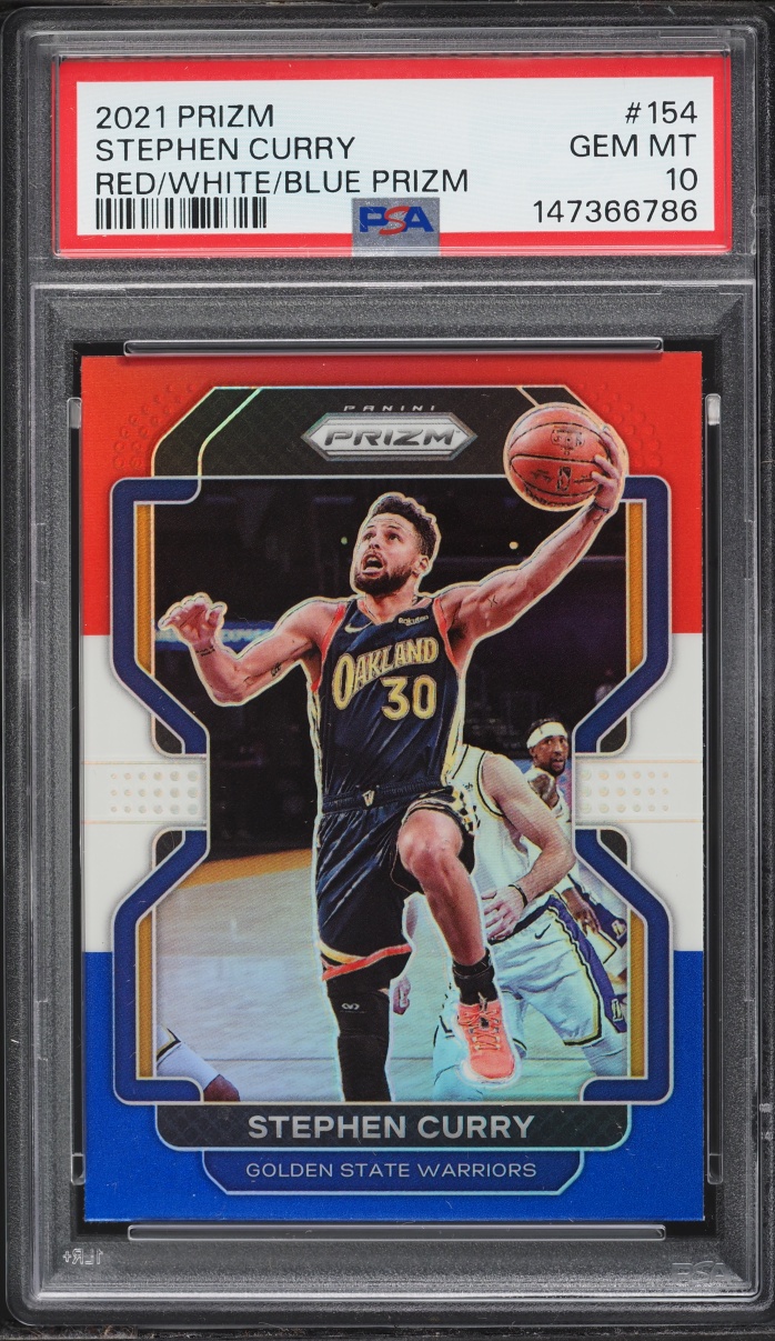 2021 Panini Prizm Red White Blue Stephen Curry #154 PSA 10 GEM MINT