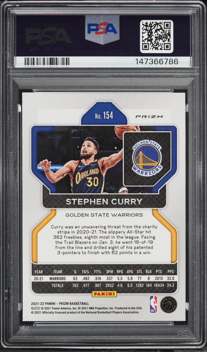 2021 Panini Prizm Red White Blue Stephen Curry #154 PSA 10 GEM MINT