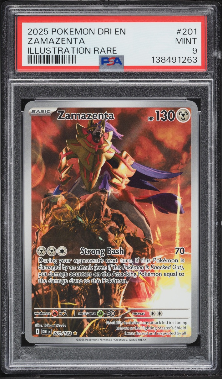 2025 Pokemon Scarlet & Violet Destined Rivals IR Zamazenta #201 PSA 9 MINT