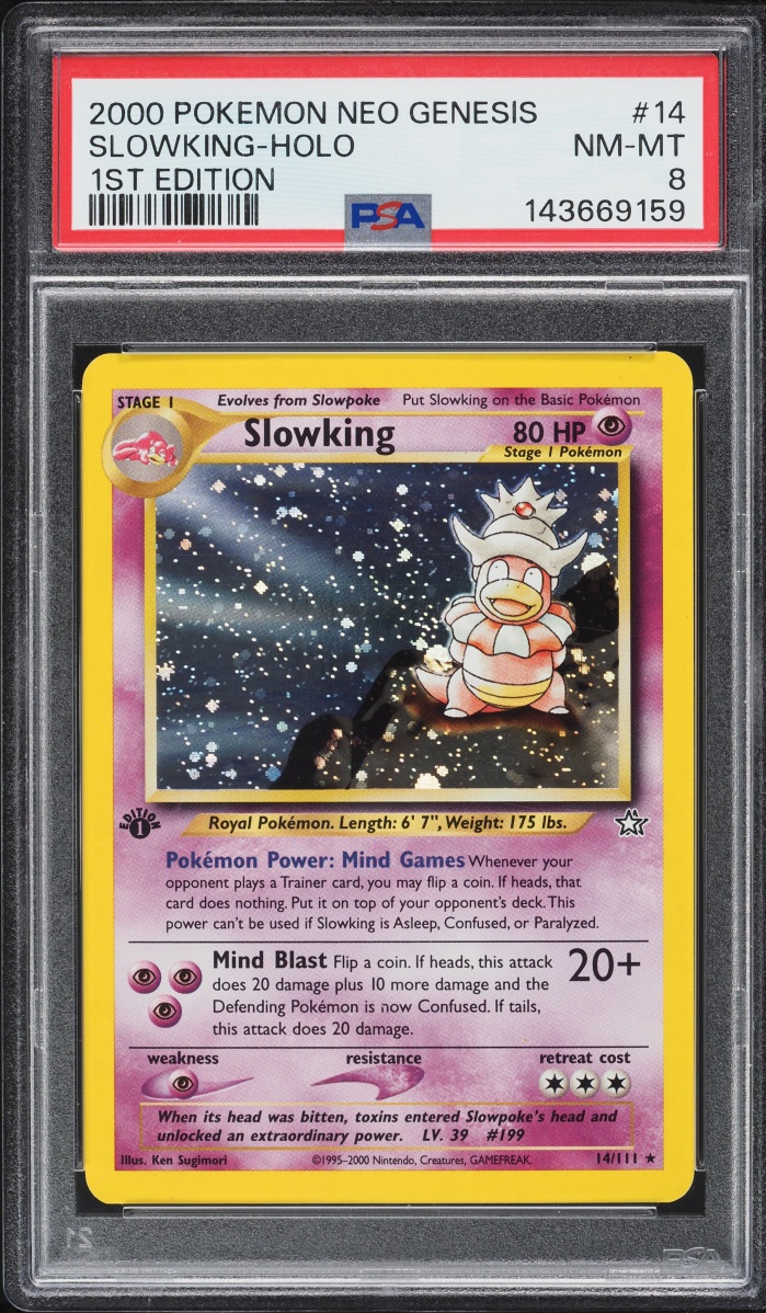 2000 Pokemon Neo Genesis 1st Edition Holo Slowking #14 PSA 8 NM-MT