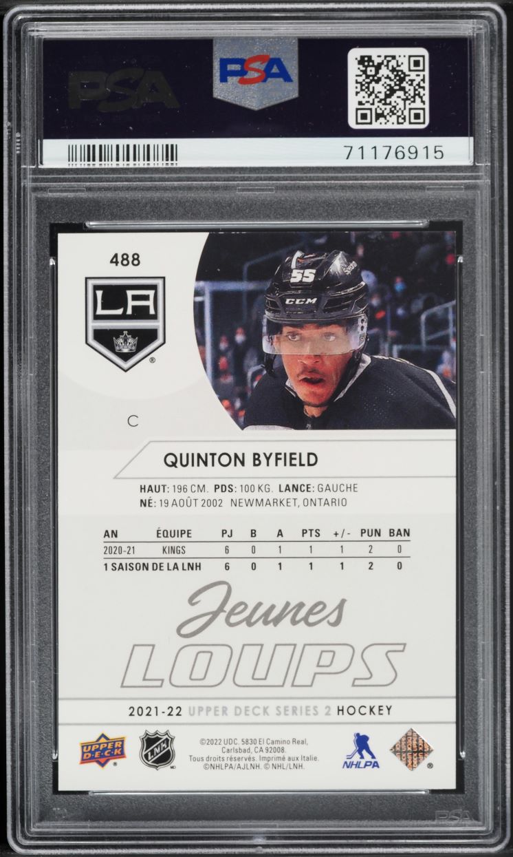 2021 Upper Deck French Young Guns Quinton Byfield ROOKIE #488 PSA 10 GEM MINT