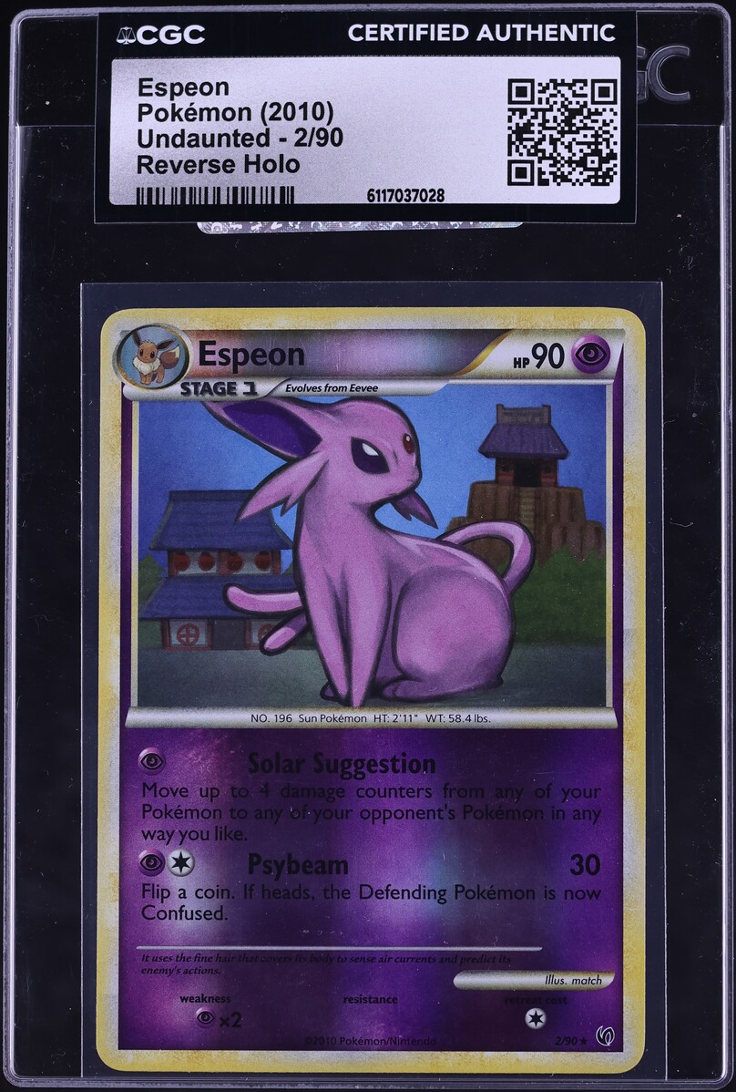 2010 Pokemon HeartGold & SoulSilver Undaunted Reverse Holo Espeon #2 CGC AUTH