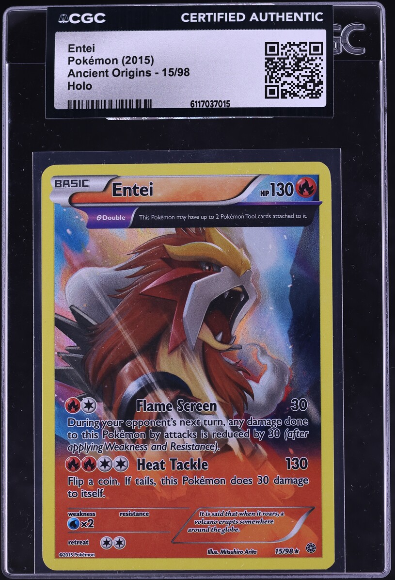 2015 Pokemon XY Ancient Origins Holo Entei #15 CGC AUTH
