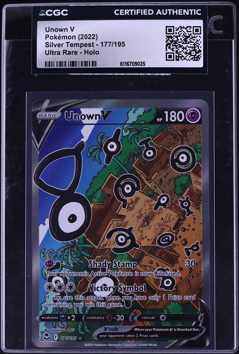2022 Pokemon Sword & Shield Silver Tempest Alt Art Unown V #177 CGC AUTH