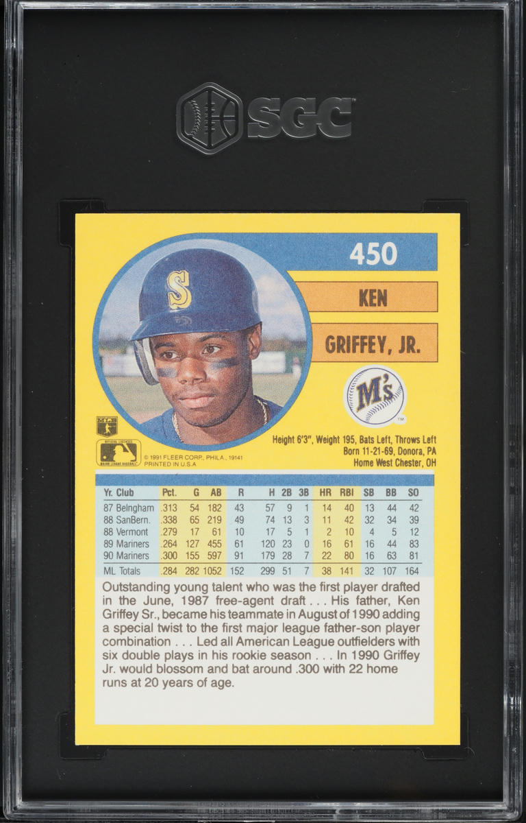 1991 Fleer Ken Griffey Jr. #450 SGC 8 NM-MT