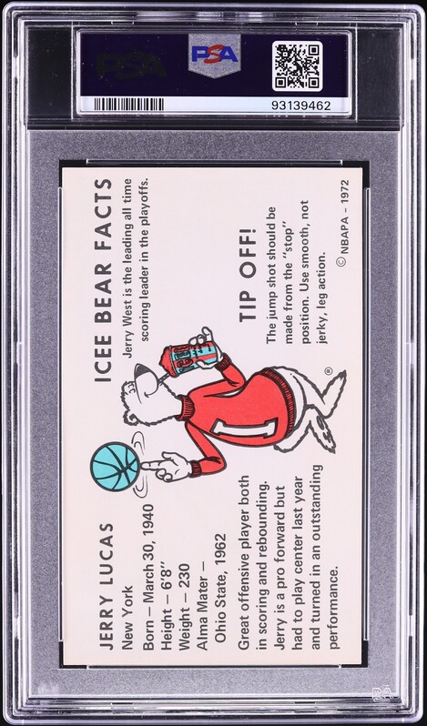 1972 Icee Bear Basketball Jerry Lucas PSA 5 EX