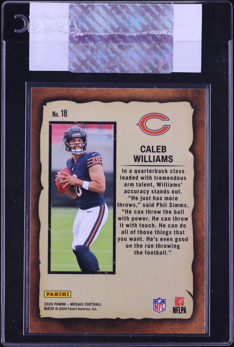 2024 Panini Mosaic Notoriety Caleb Williams ROOKIE #18 CGC AUTH