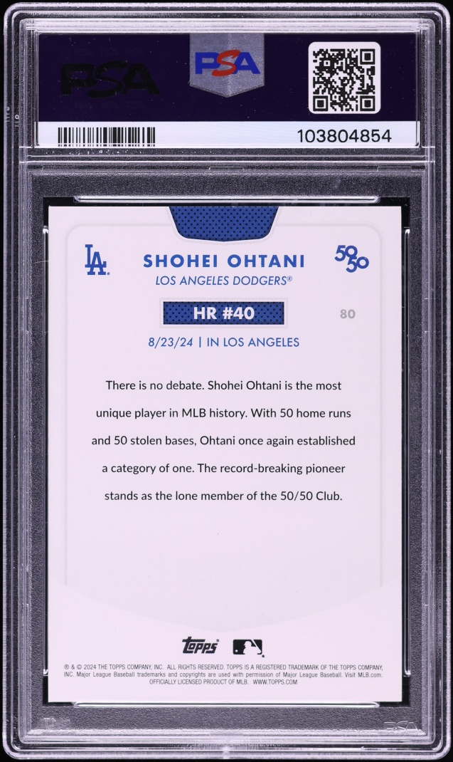 2024 Topps 50/50 Kanji Shohei Ohtani SSP #80 PSA 10 GEM MINT