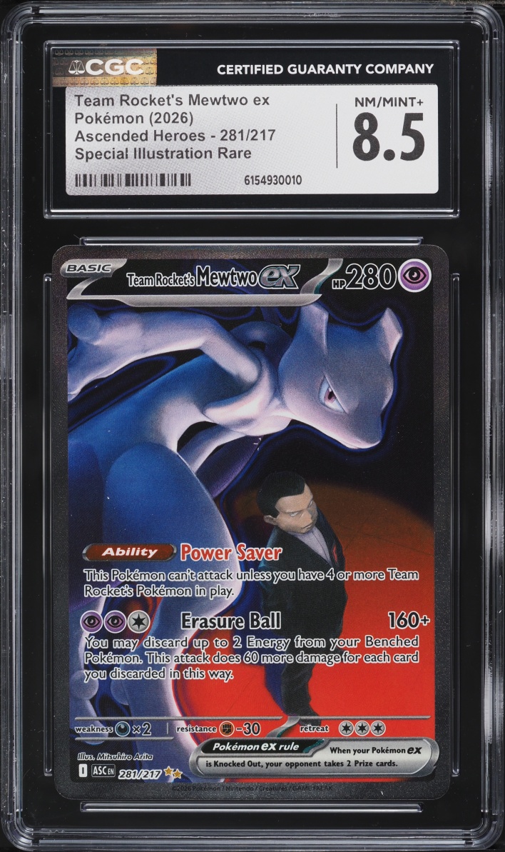 2026 Pokemon Mega Evolution Ascended Heroes SIR Team Rocket's Mewtwo EX #281 CGC 8.5 NM-MT+