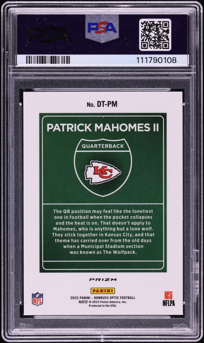 2022 Donruss Optic Downtown Patrick Mahomes II #DT-PM PSA 10 GEM MINT