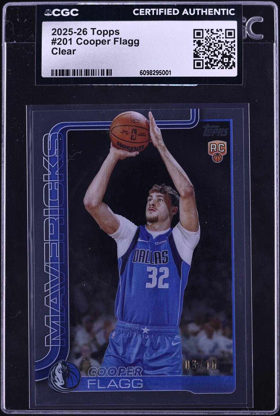 2025 Topps Clear Cooper Flagg ROOKIE /10 #201 CGC AUTH