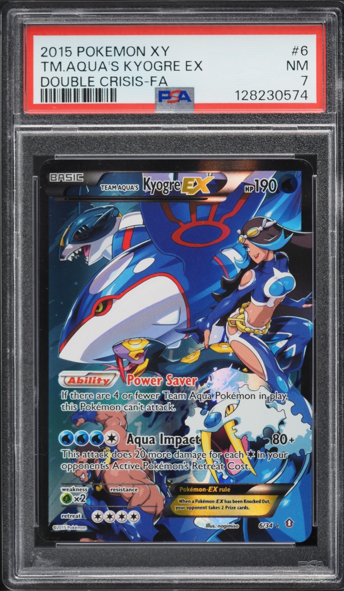2015 Pokemon XY Double Crisis Full Art Team Aqua's Kyogre EX #6 PSA 7 NRMT