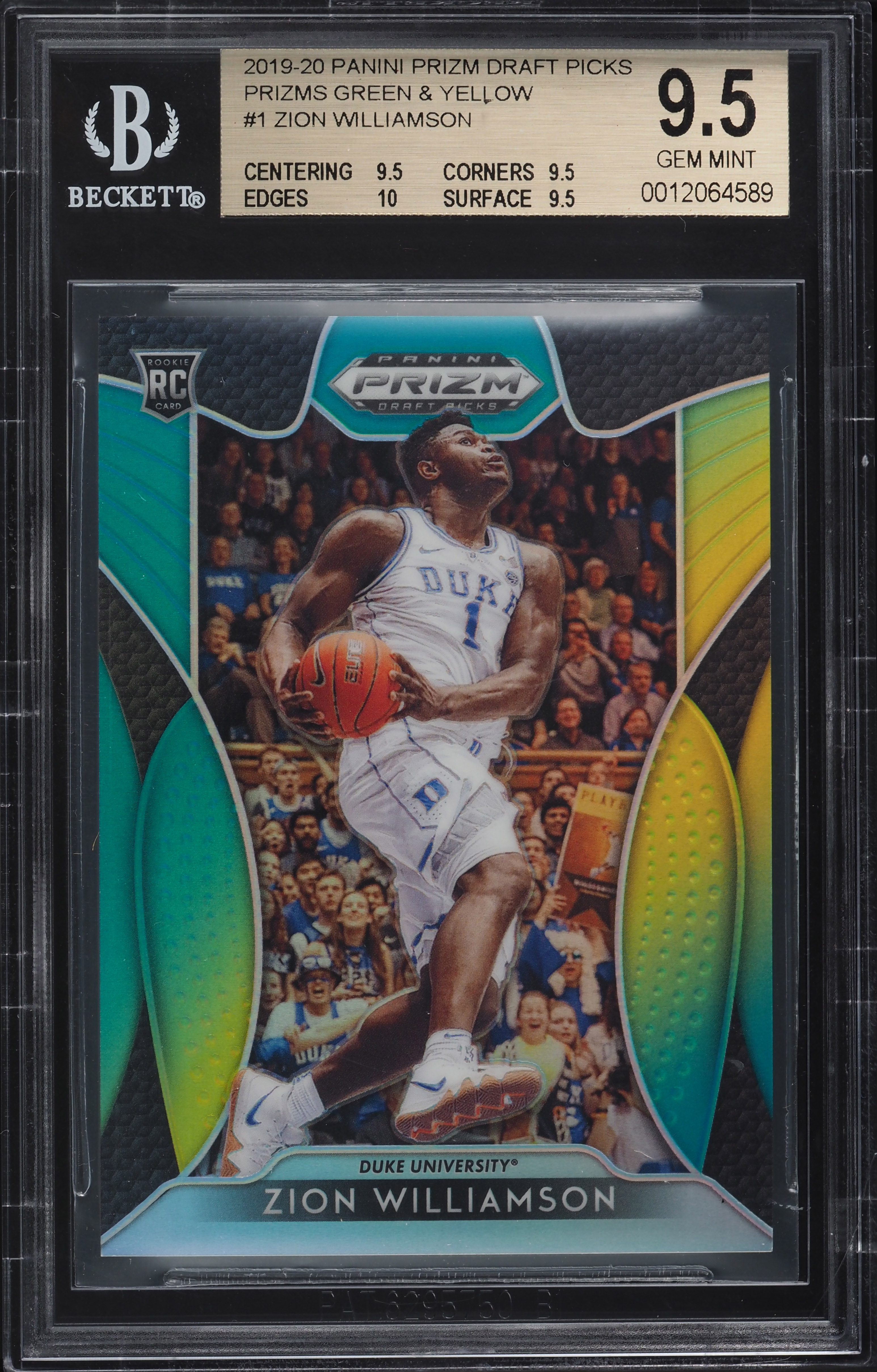 2019 Panini Prizm Draft Green Yellow Zion Williamson ROOKIE