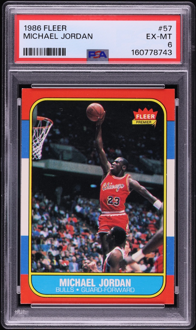 1986 Fleer Basketball Michael Jordan ROOKIE #57 PSA 6 EXMT