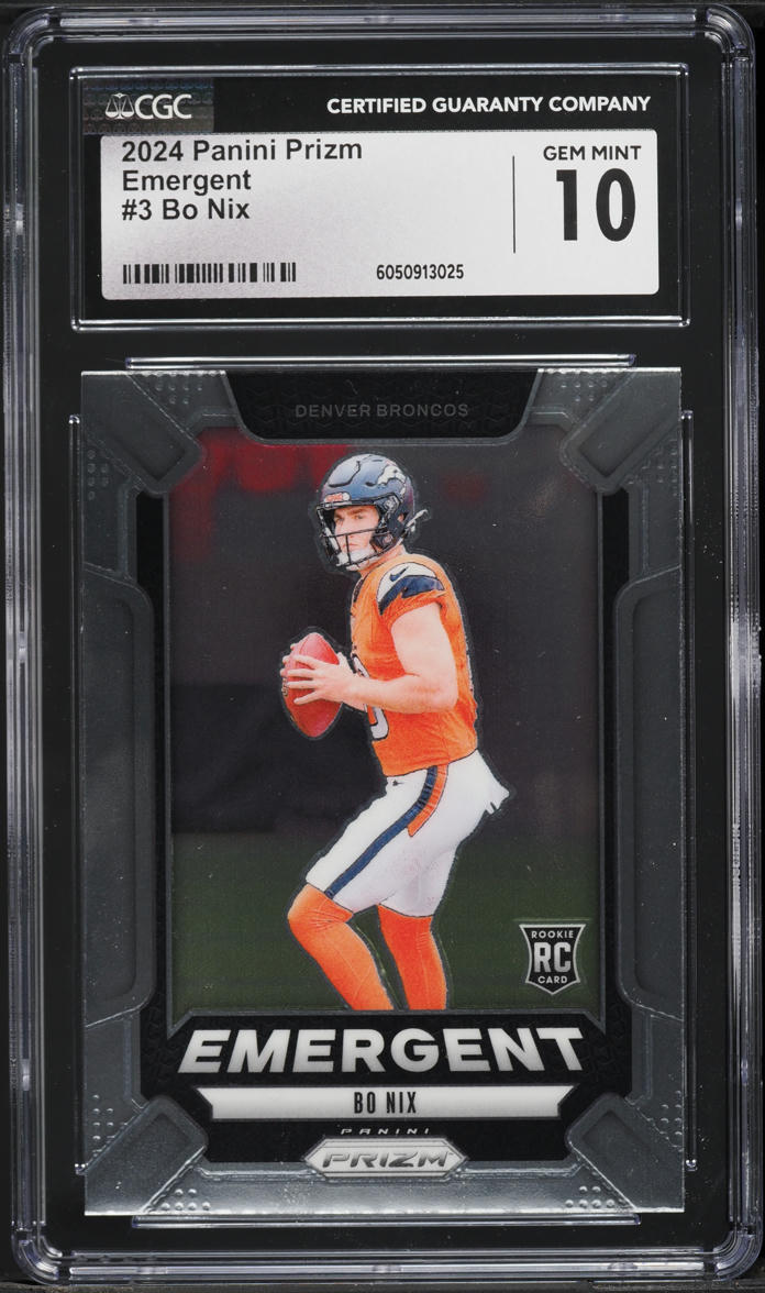 2024 Panini Prizm Emergent Bo Nix ROOKIE #3 CGC 10 GEM MINT