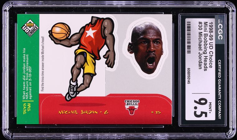 1998 UD Choice Mini Bobbing Heads Michael Jordan #30 CGC 9.5 MINT+
